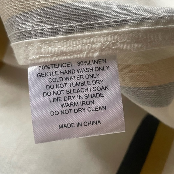 Anthropologie Sancia Bonneau white, blue, yellow striped midi dress, size XSP - Picture 8 of 8